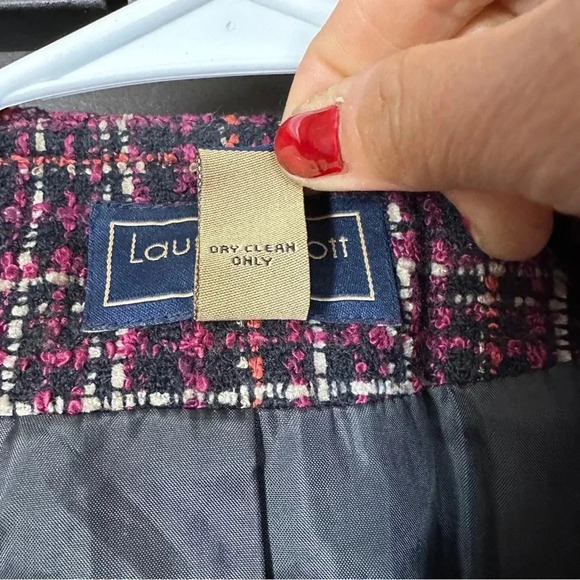 Laura Scott Womens Multicolor Plaid Tweed 2-Piece Skirt Suit 14P - Picture 9 of 14